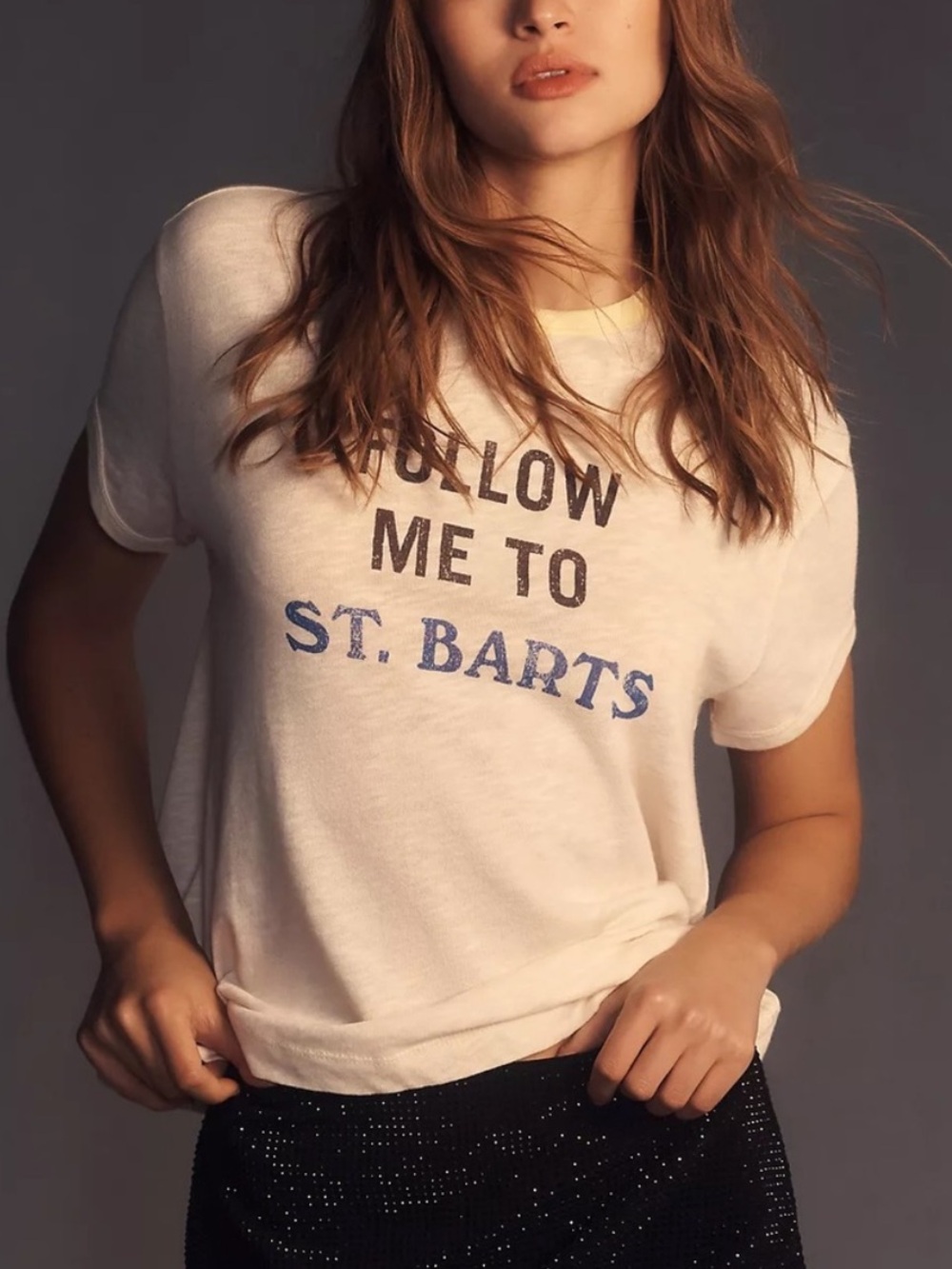 Anthropologie Pilcro St Barts Graphic Ringer Retro Tee Shirt